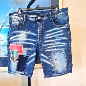 SHEIN Distressed Blue Jean Shorts for Men